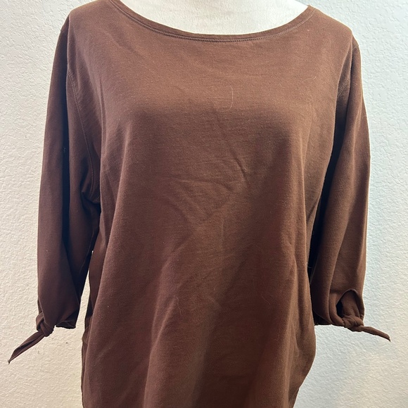 Tops - Women’s 3/4 Length Sleeves Brown Blouse | Size XL